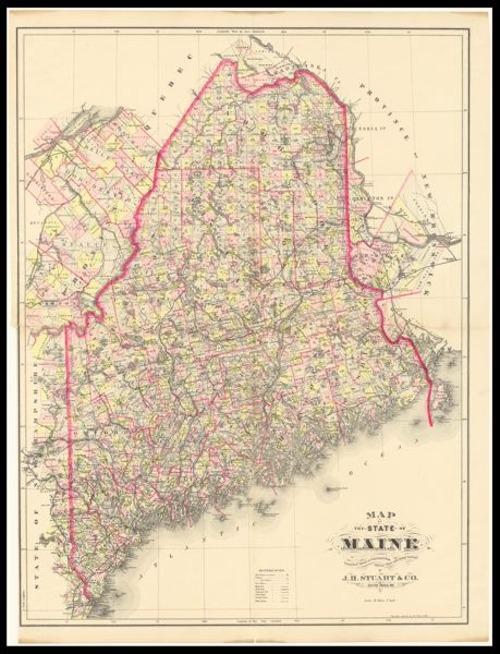 Map of the State of Maine Compiled Drawn & Published from Official Plans and Actual Surveys By J.H. Stuart & Co. South Paris, Me.