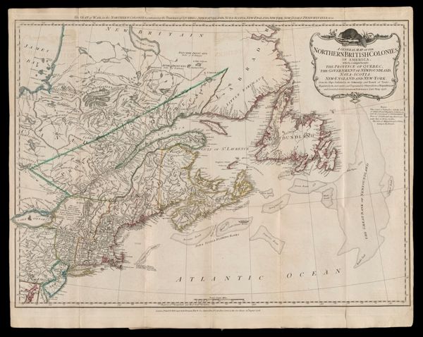 A General Map of the Northern British Colonies in America.