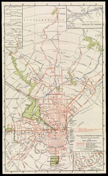 Trolley and bus routes and sight seeing places