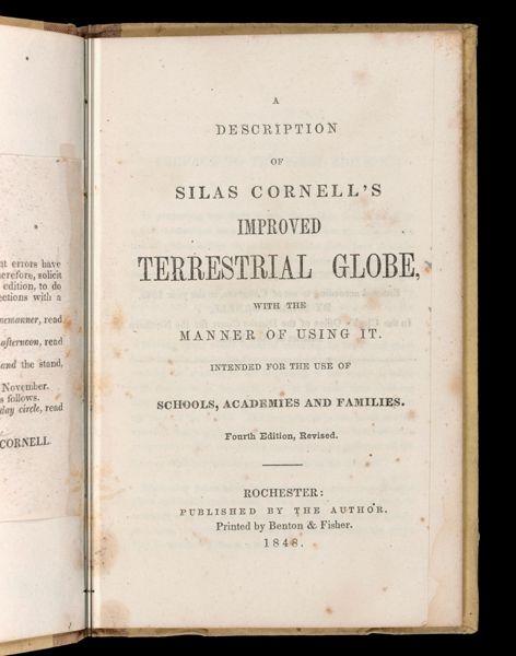 A description of Silas Cornell's improved terrestrial globe, with the manner of using it.  Intended for the use of schools, academies and families.  Fourth Edition, Revised. [Title page]