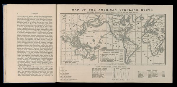 Map of the American Overland Route between Europe and Australia, China, Japan and India.