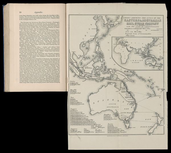 Chart shewing the lines of the Eastern & Australian Mail Steam Company Limited also the lines in correspondence