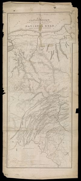 Map of the country embracing the several routes examined with a view to a national road from Washington to Buffalo