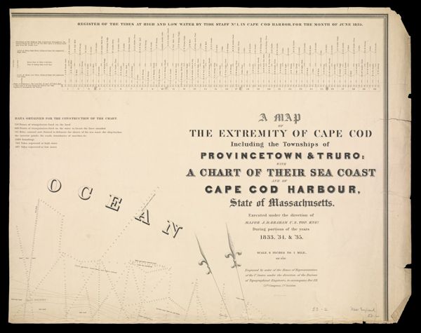 A map of the extremity of Cape Cod : including the townships of Provincetown & Truro, with a chart of their sea coast and of Cape Cod Harbour, State of Massachusetts