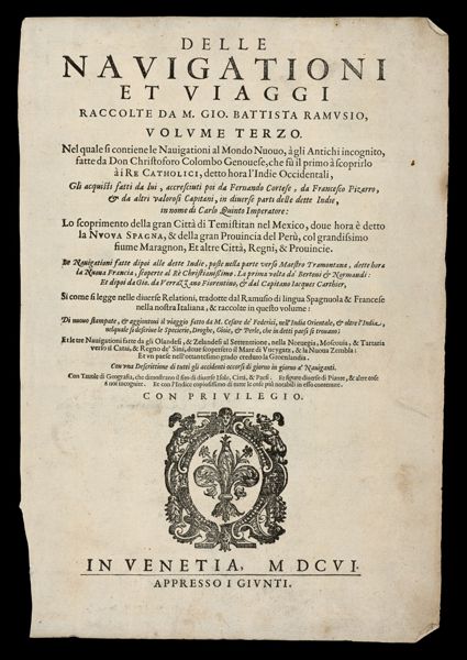 [TITLE PAGE] Delle navigationi et viaggi . . . (Volumer Terzo)