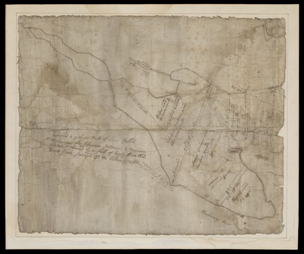 Surveyed at pint [sic] of neck of land called Mericaneag for Ebenezer, Solloman and Benjamin Pinkam planned by a scale of twenty-five rods to one inch Surveyed Mr. Nathan Wilson