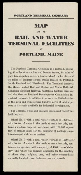 Map of the Rail and Water Terminal Facilities at Portland Maine