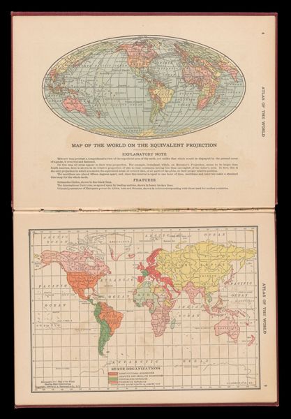 Map of the world on the equivalent projection / State organizations