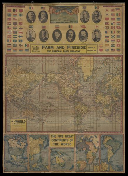 Farm and Fireside : The National Farm Magazine [3 large sheets designed for wall-hanging, containing maps and other information]