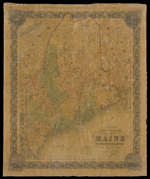 Colton's Railroad & Township Map of the state of Maine with portions of New Hampshire, New Brunswick & Canada.