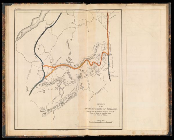 Sketch of the imaginary ranges of highlands Reported by the British surveyors under the Treaty of Ghent, as extending across the state of Maine.