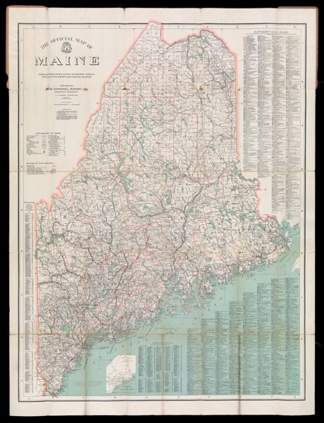 The Official Map of Maine compiled from United States government surveys, official state surveys, and original sources; L.V. Crocker, Topographer.