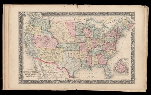 United States and Territories. (Double map.) / Island of Newfoundland.