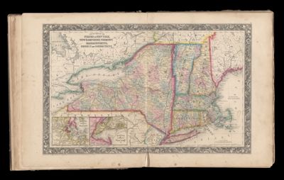 New York, New Hampshire, Vermont, Massachusetts, Rhode Island, and Connecticut. (Double map.) / Harbor and Vicinity of New York. / Harbor and Vicinity of Boston.