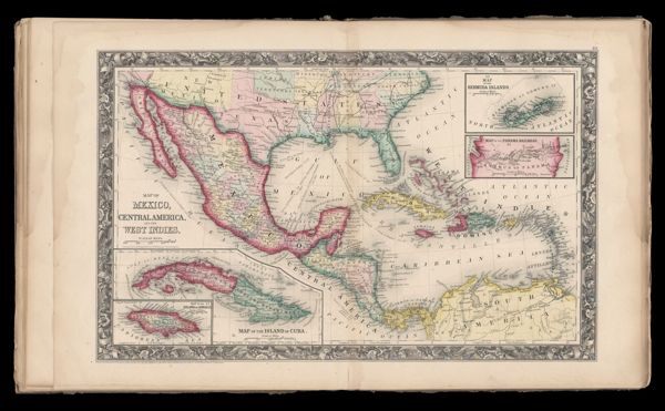 Mexico, Central America, and West Indies. (Double map.) / Island of Cuba. / Island of Jamaica. / Bermuda Islands. / Route of the Panama Railroad.