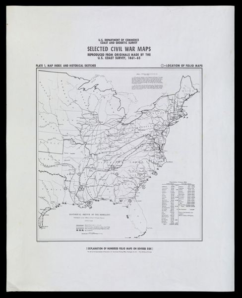 Selected Civil War maps, reproduced from originals made by the U.S. Coast Survey, 1861-65Plate 1: Map Index and Historical Sketches