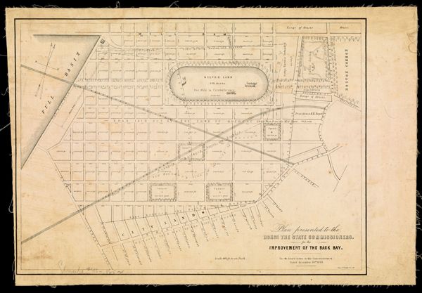 Plan presented to the Honble The State Commissioners. for the Improvement of The Back Bay.