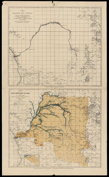 Carte De Bassin Du Congo; Carte De L'etat Independent Du Congo