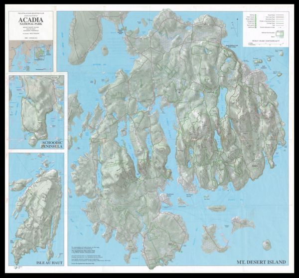 The Appalachian Mountain Club Shaded Relief Map of Acadia National Park