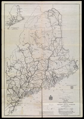 Official Map of Maine Prepared by State Highway Commission showing Highway Route Numbers