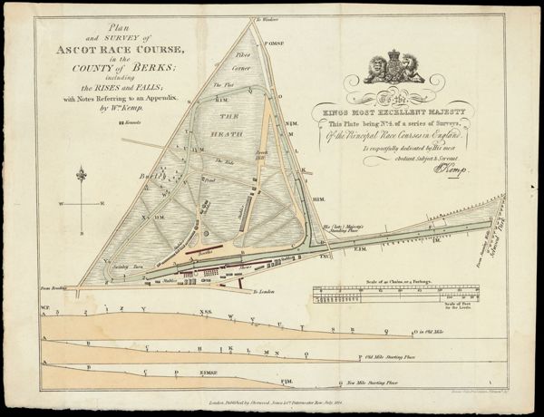 Plan and Survey of Ascot Race Course in the County of Berks; including the Rises and Falls; with Notes Referring to an Appendix by Wm. Kemp.