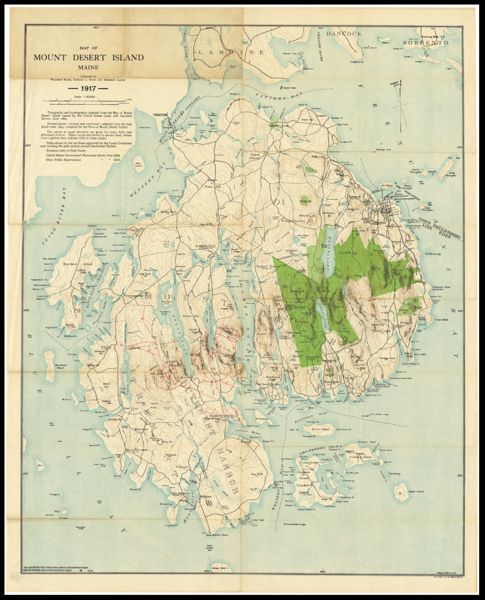 Map of Mount Desert Island Maine, Compiled by Waldron Bates, Edward L. Rand and Herbert Jaques