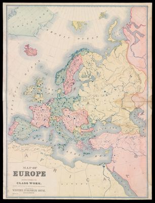 Map of Europe designed especially for class work, recently compiled from the latest and most reliable sources.