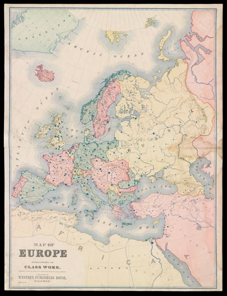 Map of Europe designed especially for class work, recently compiled from the latest and most reliable sources.