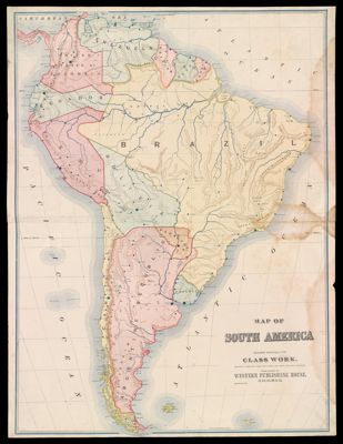 Map of South America designed especially for class work, recently compiled from the latest and most reliable sources.