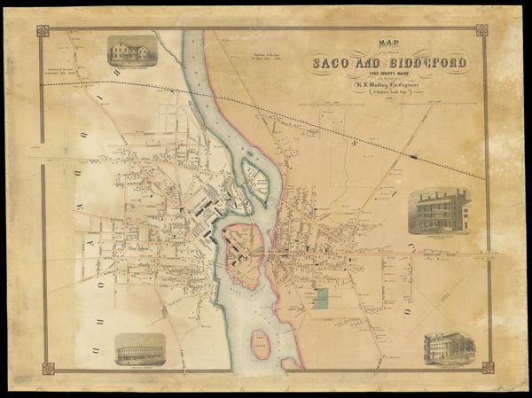 Map of the Villages of Saco and Biddeford York County, Maine from Original Surveys