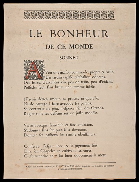 Le Bonheur de ce Monde Sonnet