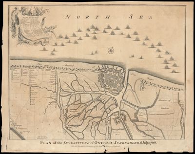 Plan of the Investiture of Ostend Surrenderd, 6 July, 1706 : for Mr. Tindal's continuation of Mr. Rapin's History of England