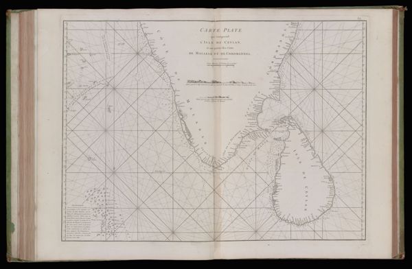 Carte Plate qui comprend l'Isle de Ceylan, et une partie de cotes de Malabar et de Coromandel.