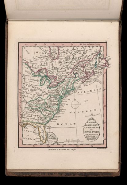 British possessions in North America and United States with Vermont, Kentucky and Tennassee.