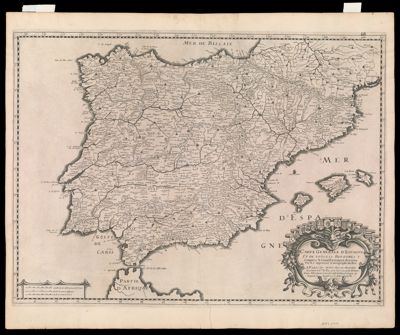 Carte Generale d'Espagne et de Tous Les Royaumes y Compris Nouvellemment dressee Par N.S. Ingenieur & Geographe du Roy.