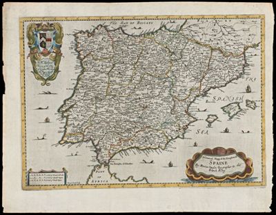 A General Mapp of the Kingdom of Spaine by Monsieur Sanson, Geographer to the French King