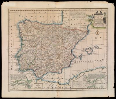 A New & Accurate Map of Spain and Portugal. Drawn from Surveys assisted by ye most approved Modern Maps and Charts The whole being Regulated by Astronomical Observations By Eman. Bowen