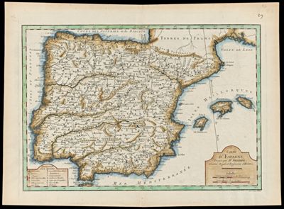 Carte d'Espagne Dirigee par M. Philippe, Censeur Royal et Professeur d'Histoire