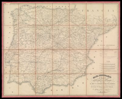 Mapa Itinerario de los reinos del España y Portugal Dedicado al Rey n.s.d. Fernando VII de Borbon por medio de su primer Secretario de Estado del Despacho El Escmmo Sr. D. Manuel Gonzalez Salmon, formado por el Brigadier de Infantería de los Reales Ejérci