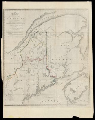 Map of the Northern Part of the State of Maine and of the Adjacent British Provinces, Shewing the portion of that State to which Great Britain lays claim Reduced from the official Map A with corrections from the latest surveys by S.L. Dashiell Washington 1830.