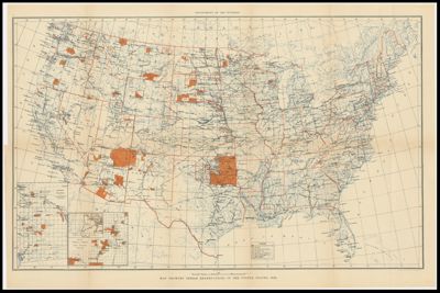 Map showing Indian Reservations in the United States, 1916