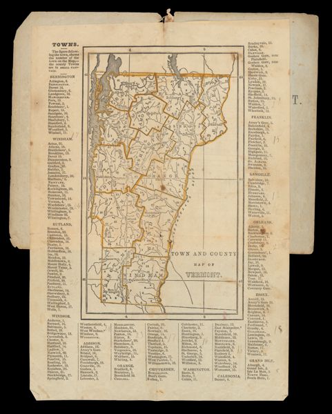 Town and County Map of Vermont
