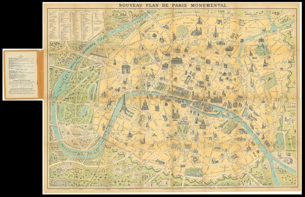 Nouveau Plan de Paris monumental Divisé en carrés permettant de trouver facilement les Monuments, Musées, Théatres, etc.