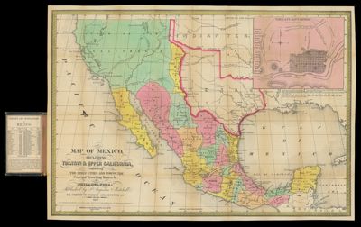 Map of Mexico including Yucatan & Upper California, exhibiting the chief cities and towns, the principal travelling routes & c.