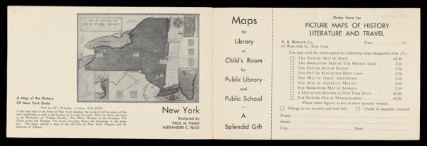 New York; Order form for Picture Maps of History Literature and Travel