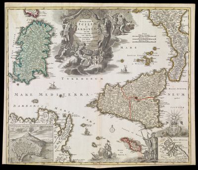 Regnorum Siciliae et Sardiniae nec non Melitae seu Maltae insula cum adjectis Italiae et Africae Litoribus Nova Tabula
