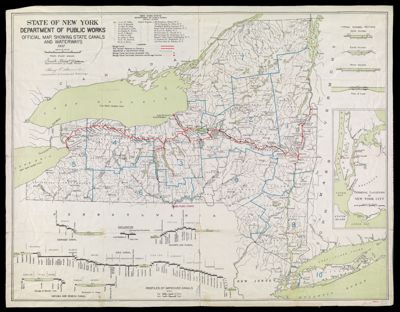 State of New York Department of Public Works Official Map, showing State Canals and Waterways