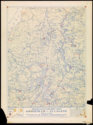 Phillips' Map of Northern Maine's Moosehead Allagash Region Headwaters of the Kennebec, St. John's, and Pennobscot Rivers