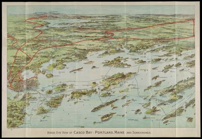 Birds Eye View of Casco Bay: Portland, Maine and Surroundings.