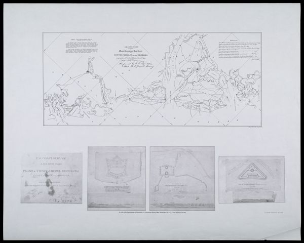 Selected Civil War maps, reproduced from originals made by the U.S. Coast Survey, 1861-65Plate 4: South Carolina-Georgia Coast and Sketches of Forts 1861-1862